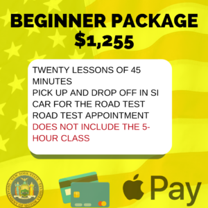 BEGINNER PACKAGE WITHOUT 5 HOUR CLASS INCLUDES PICK UP/ DROP OFF IN STATEN ISLAND