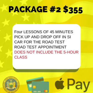 PACKAGE #2 WITHOUT 5 HOUR CLASS INCLUDES PICK UP/ DROP OFF IN STATEN ISLAND