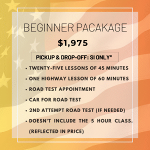 BEGINNER PACKAGE WITHOUT 5 HOUR CLASS INCLUDES PICK UP/ DROP OFF IN STATEN ISLAND
