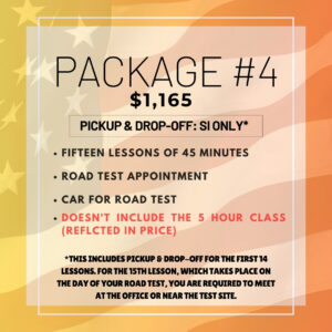 PACKAGE #4 WITHOUT 5 HOUR CLASS INCLUDES PICK UP/ DROP OFF IN STATEN ISLAND